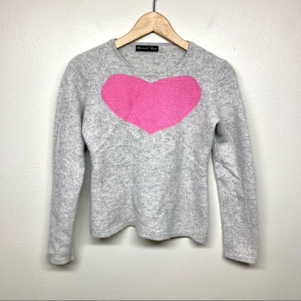 Hannah Rose Kids Cashmere Heart Sweater Size XL